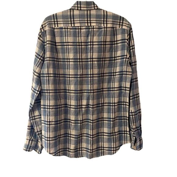 J. Crew Irish Linen Long Sleeve Blue Plaid Button Down Shirt - Picture 4 of 10